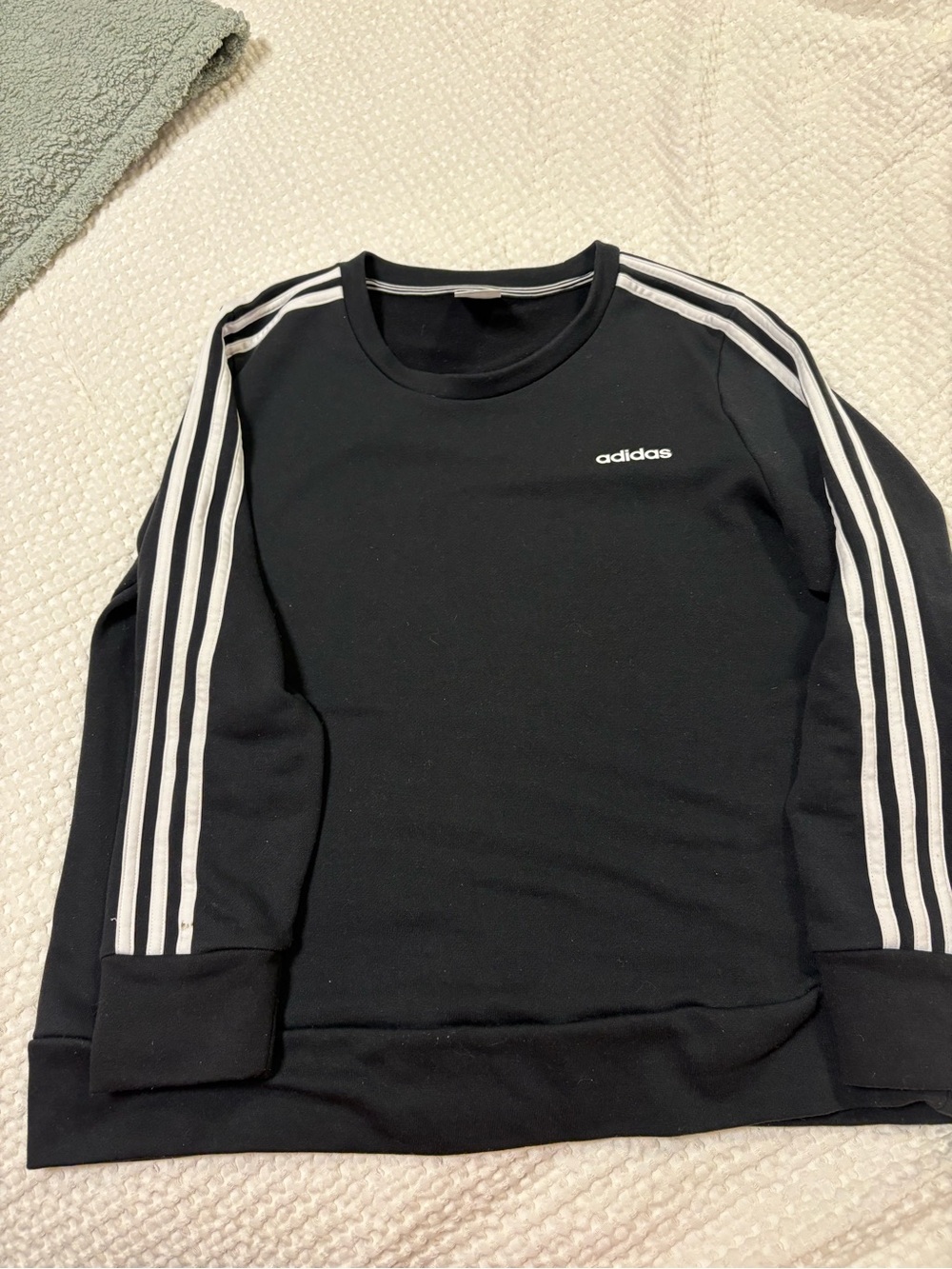 adidas Black Sweatshirt with White Three-Stripe Sleeves